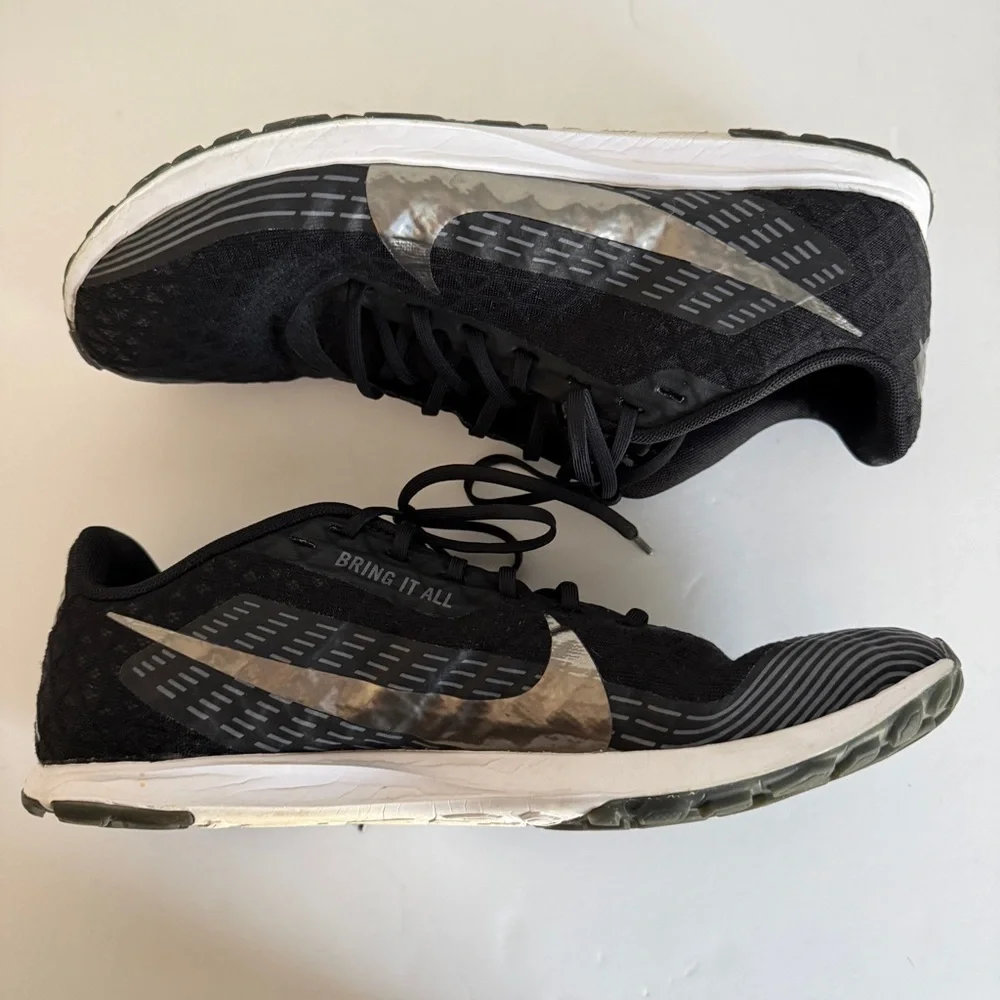 Nike Zoom Rival XC Black Metallic Silver Sneakers Size 9